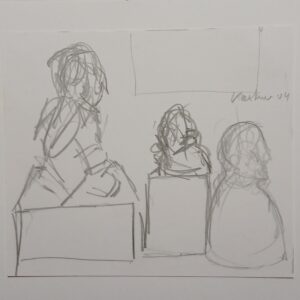 Joachim-Peter Kastner IV Situationen im Atelier Bleistiftzeichnung Vorzugsausgabe zur Schriftenreihe